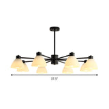 Dining Room Chandelier Lamp Modern Style Black Finish With White Glass Shade 6/8/12 Heads