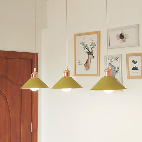 Modernist Style Conical Suspended Lamp - Metallic Hanging Light Fixture 1 Black/White Living Room