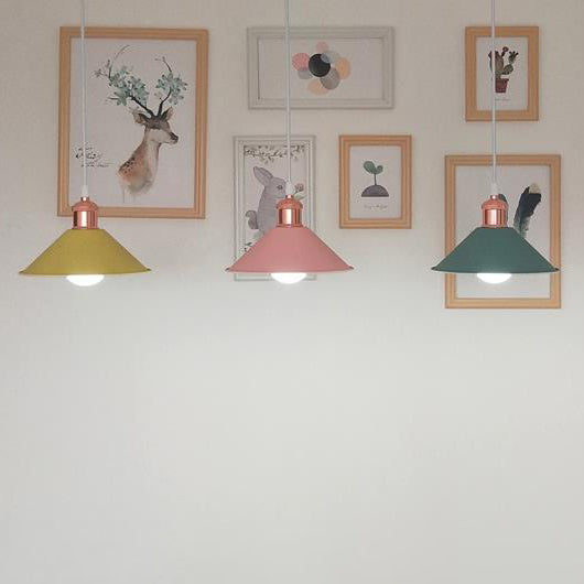 Modernist Style Conical Suspended Lamp - Metallic Hanging Light Fixture 1 Black/White Living Room