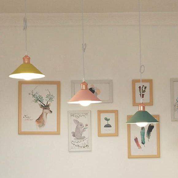 Modernist Style Conical Suspended Lamp - Metallic Hanging Light Fixture 1 Black/White Living Room