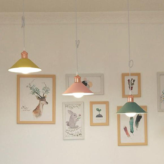 Modernist Style Conical Suspended Lamp - Metallic Hanging Light Fixture 1 Black/White Living Room