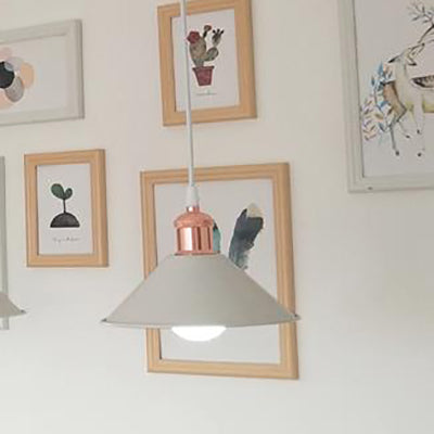 Modernist Style Conical Suspended Lamp - Metallic Hanging Light Fixture 1 Black/White Living Room