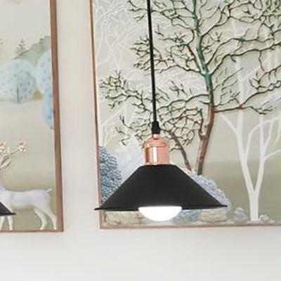 Modernist Conical Suspended Lamp - 1 Light Hanging Fixture In Black/White For Living Room