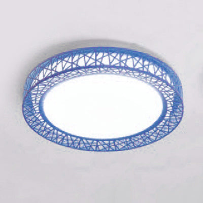 Art Deco Acrylic Flush Mount Ceiling Light - Ideal For Classrooms Blue / 16’