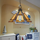 8’/12’/16’ Wide Tapered Tiffany Stained Glass Pendant Lamp With Amber Bulb For Bedroom / 8’