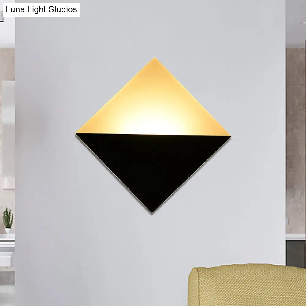 8 Contemporary Led Wall Lamp - Acrylic Shade Black/White Square Sconce Light