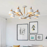 8-Light Macaron Round Shade Semi Flushmount For Kindergarten Ceiling Light White