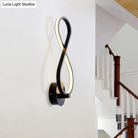 8-Shaped Acrylic Led Wall Sconce In Black/White - Warm/White Lighting