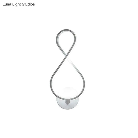 8-Shaped Acrylic Led Wall Sconce In Black/White - Warm/White Lighting