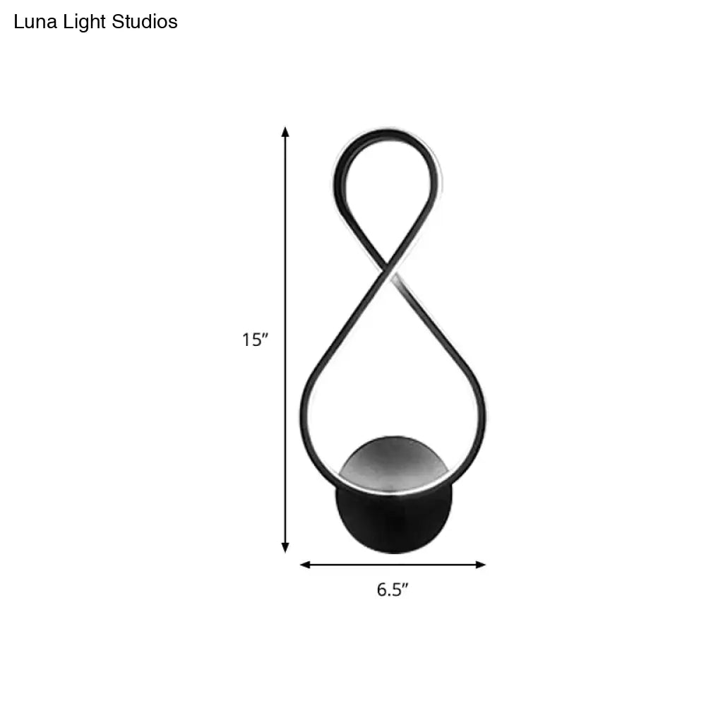 8-Shaped Acrylic Led Wall Sconce In Black/White - Warm/White Lighting