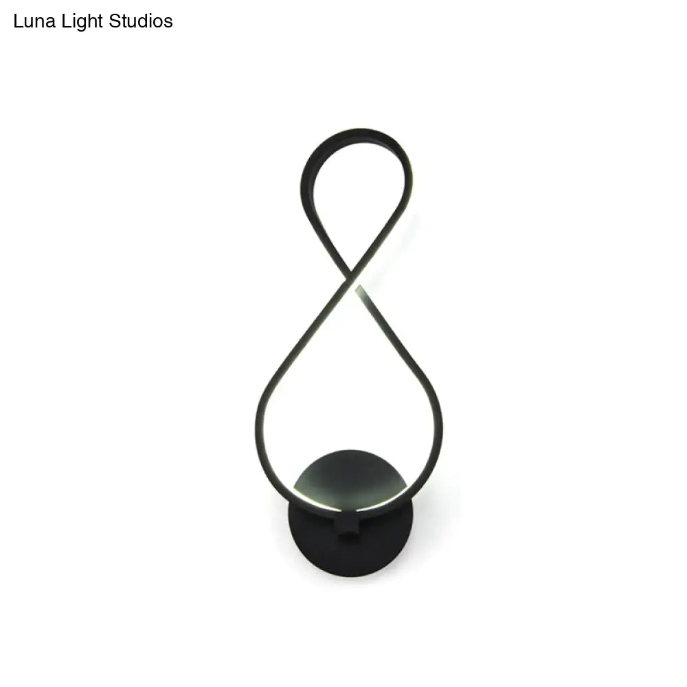 8-Shaped Led Sconce Light Fixture - Black Stylish Acrylic Wall Lighting With Neutral/Warm/White