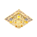 Modern Patchwork Square Acrylic Led Ceiling Lamp With Crystal Flower Shade
