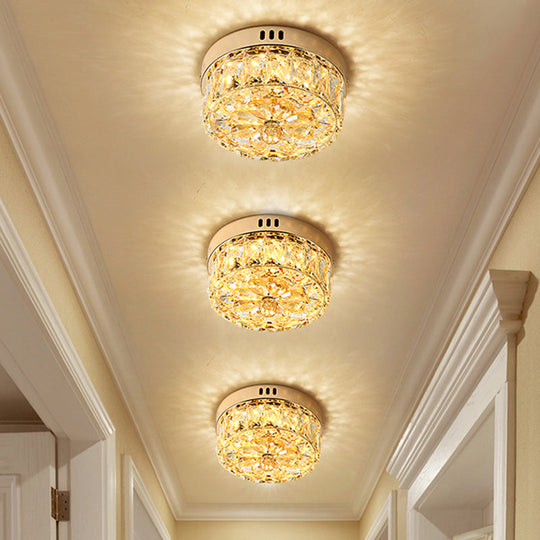 Rose Gold Mini Led Flush Ceiling Light - Beveled Crystal Round Mount Lamp 8/10 Width

Or

Rose Width