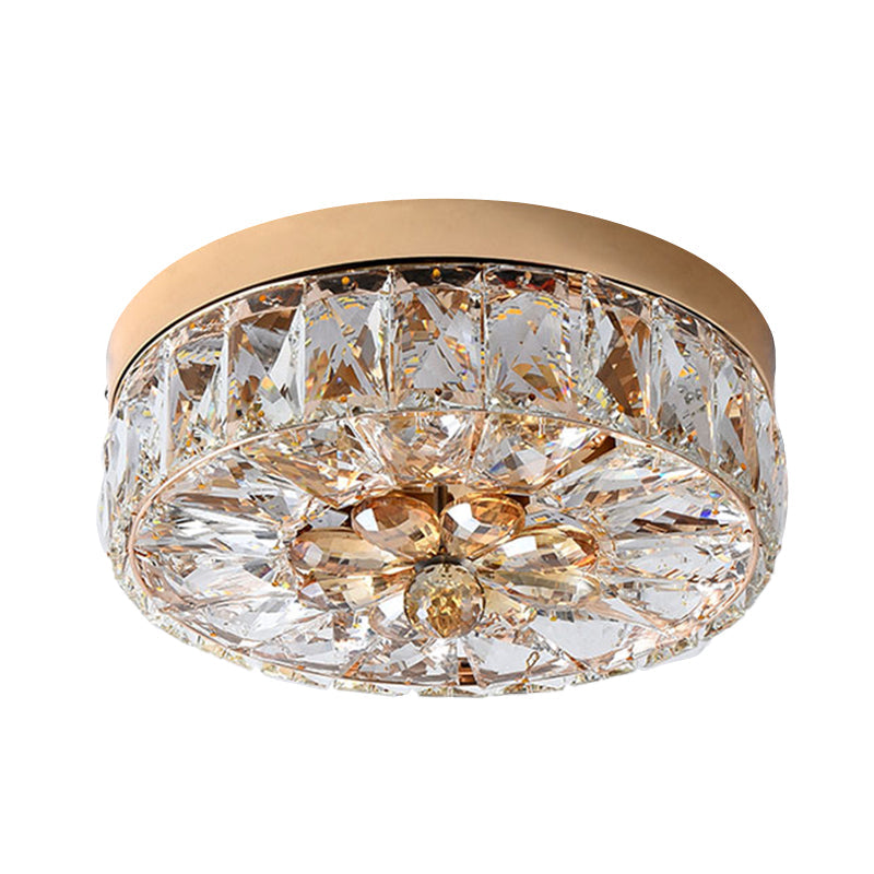 Rose Gold Mini Led Flush Ceiling Light - Beveled Crystal Round Mount Lamp 8/10 Width

Or

Rose Width