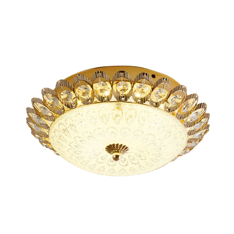 Frosted White Glass 1-Light Flushmount Kitchen Ceiling Lighting With Traditional Gold Finish