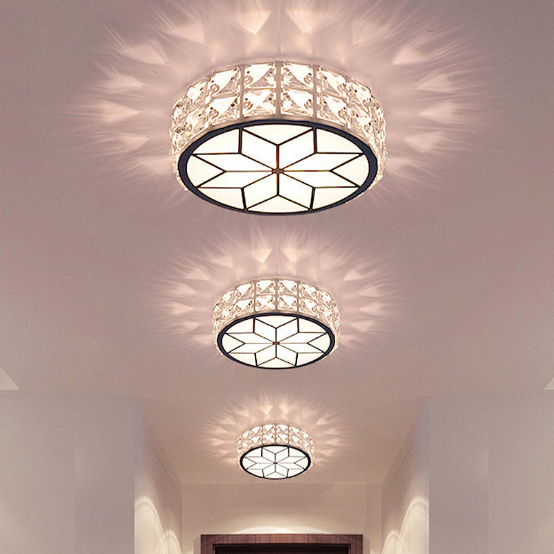 Minimalist Clear Crystal Ceiling Light With Led Flush Mount Spotlight Petal Pattern Warm/White /