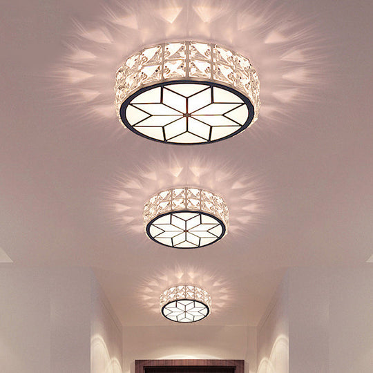 Minimalist Clear Crystal Ceiling Light With Led Flush Mount Spotlight Petal Pattern Warm/White /