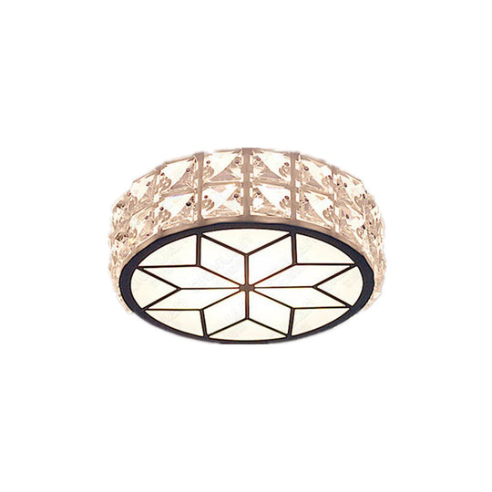 Minimalist Clear Crystal Ceiling Light With Led Flush Mount Spotlight Petal Pattern Warm/White