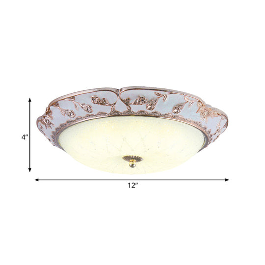 Rose Gold Led Ceiling Mounted Flushmount Lighting With Korea Country Domed White Glass