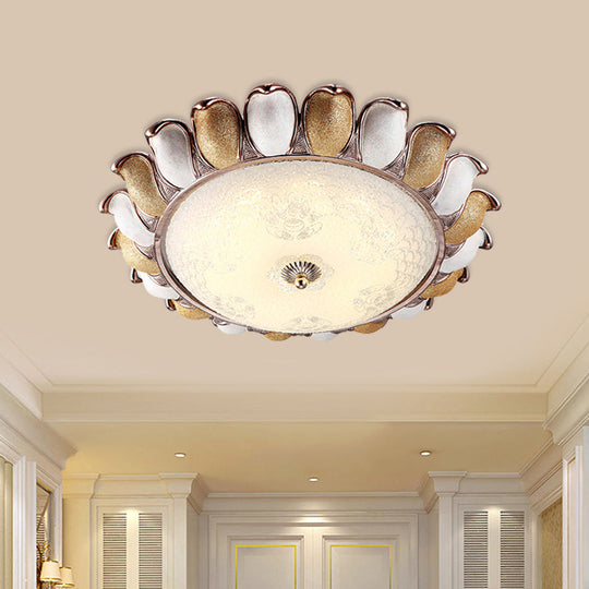 Korea Country Gold Flower Bedroom Led Flush Mount Lamp / 14