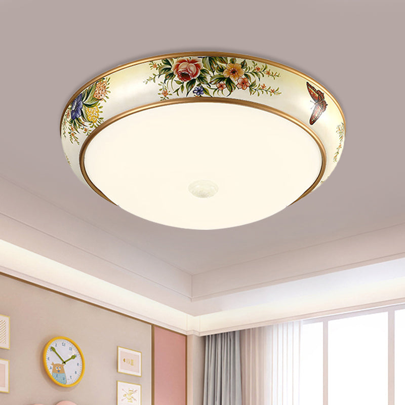 Frosted Glass Dome Led Flush Mount Ceiling Light - Korea Country Style (14/19.5 Diameter) White / 14