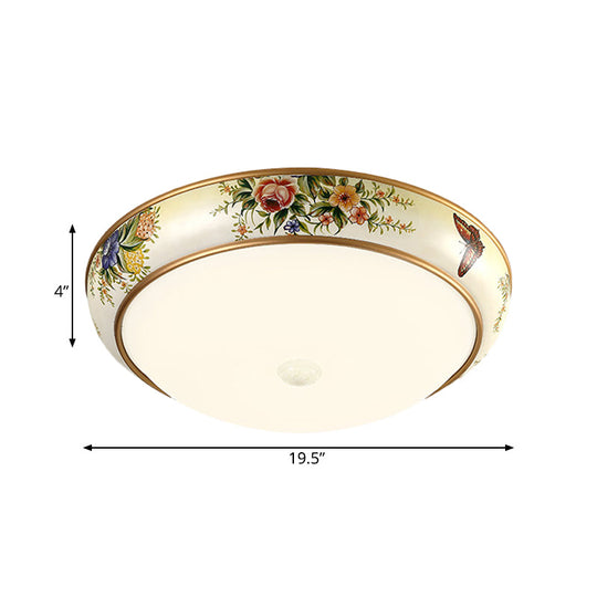 Frosted Glass Dome Led Flush Mount Ceiling Light - Korea Country Style (14’/19.5’ Diameter)