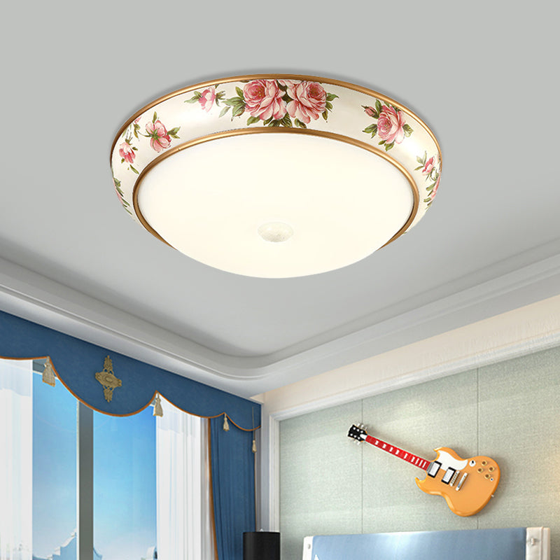 Frosted Glass Dome Led Flush Mount Ceiling Light - Korea Country Style (14’/19.5’ Diameter)