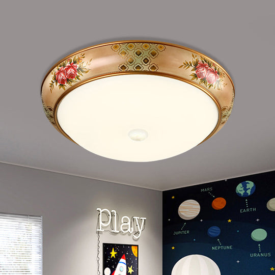 Frosted Glass Dome Led Flush Mount Ceiling Light - Korea Country Style (14’/19.5’ Diameter)