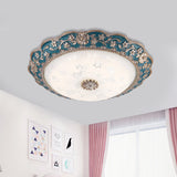 Vintage Led Flower Resin Ceiling Light With Flushmount Design - Blue/Red