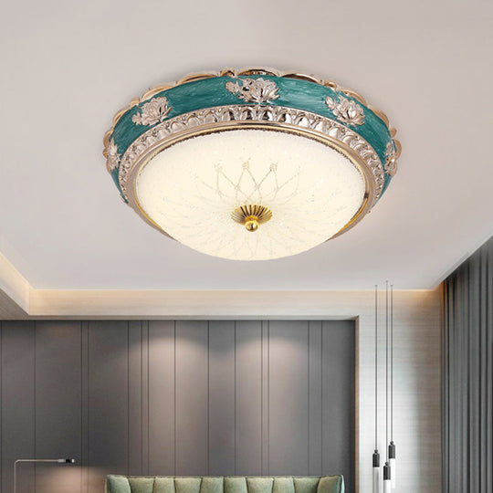 Nordic Blue Led Flushmount Ceiling Lamp 12’/16’ Dia Frosted Glass Finish