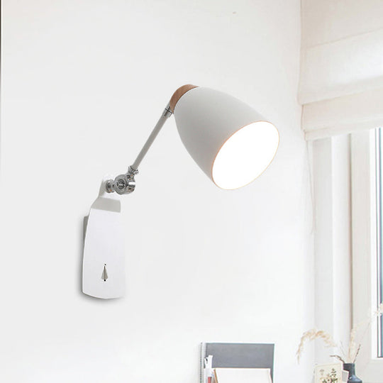 Modern Metal Cup Wall Mounted Light - Rotatable 1-Light Sconce Lamp White/Black Finish