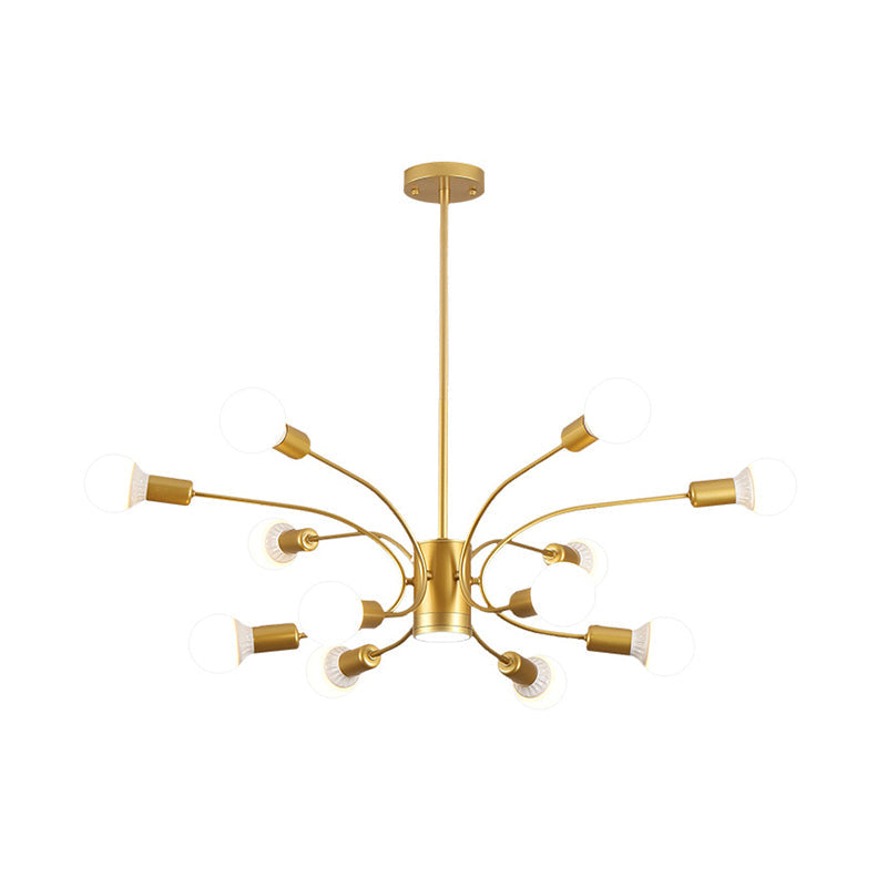Modern Gold Sputnik Chandelier: Metallic Ceiling Pendant Light With 6/8/12 Lights For Living Room