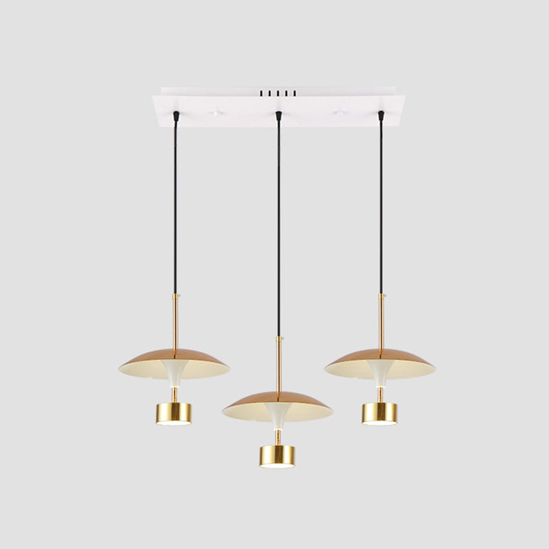 Modern Gold Dome 3-Light Pendant With Metallic Led Ceiling Fixture