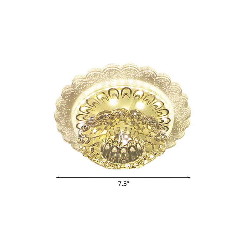 Led Blossom Flush Mount Crystal Ceiling Light Fixture - Warm/White For Hallway