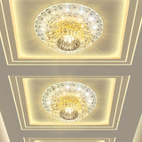 Modern Led Crystal Flush Mount Light In Warm/White - Peacock Tail Design Clear / White