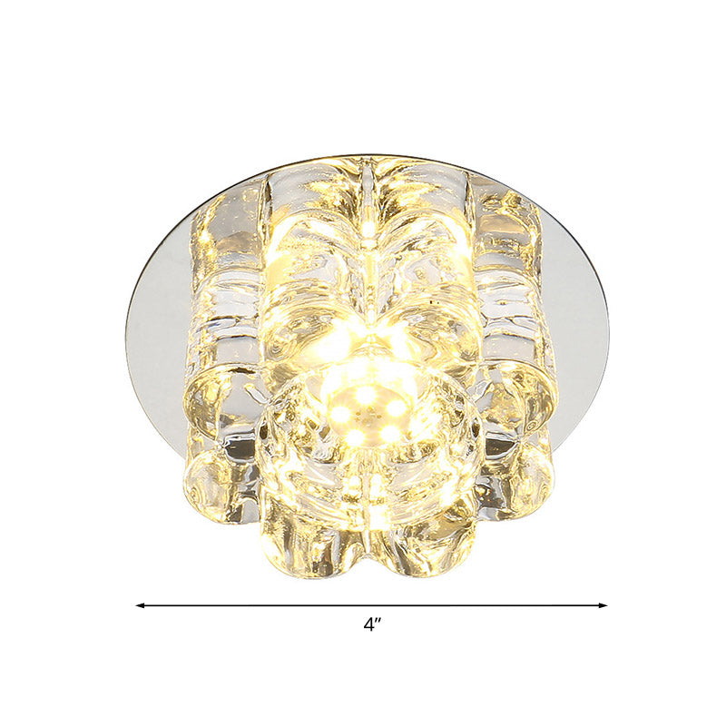 Modern Led Crystal Petal Flush Mount Light Fixture - Warm/White/Multi Color Lighting For Living Room