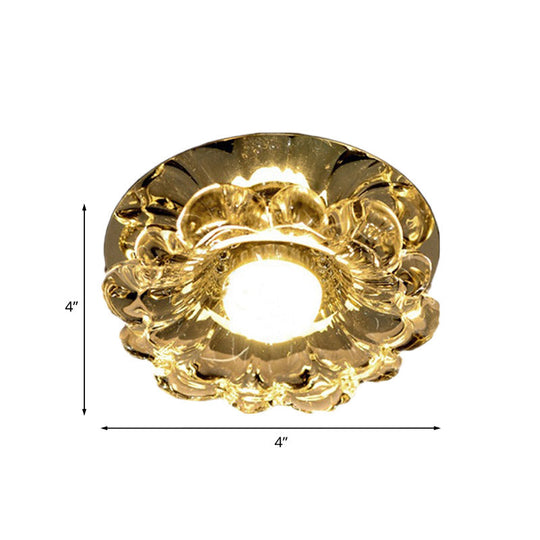 Contemporary Led Scalloped Flush Mount Light With Chrome Finish And Beveled Crystal - Warm/White