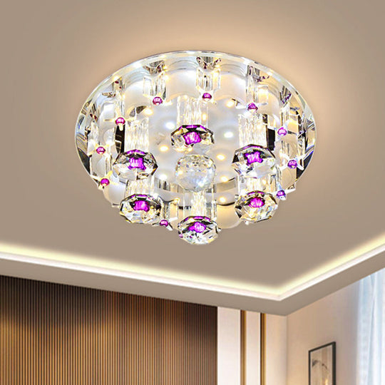 Pink Led Flushmount Ceiling Light With Crystal Accents And Warm/White Glow / Warm
