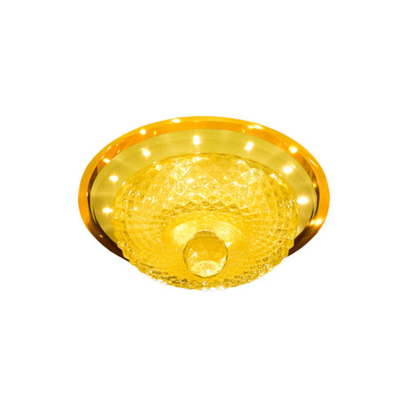 Modern Prismatic Crystal Led Flush Ceiling Light Fixture - Tan/Silver Bowl Design