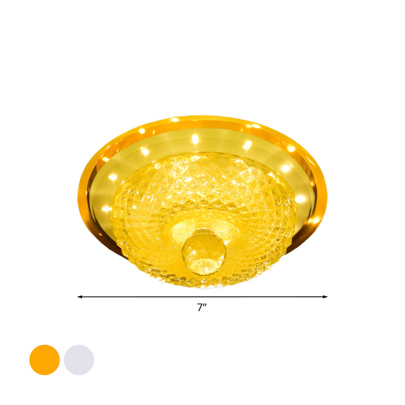Modern Prismatic Crystal Led Flush Ceiling Light Fixture - Tan/Silver Bowl Design