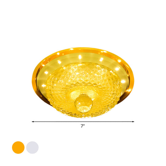 Modern Prismatic Crystal Led Flush Ceiling Light Fixture - Tan/Silver Bowl Design