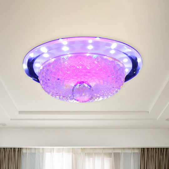 Modern Prismatic Crystal Led Flush Ceiling Light Fixture - Tan/Silver Bowl Design Silver