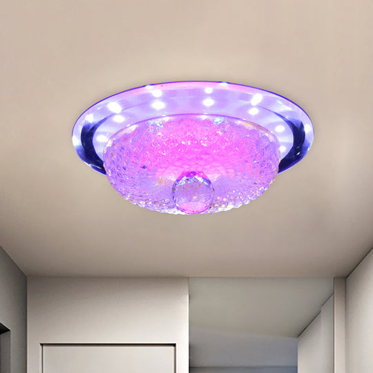 Modern Prismatic Crystal Led Flush Ceiling Light Fixture - Tan/Silver Bowl Design