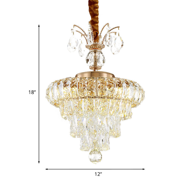 Modern Led Pendant Chandelier With Clear Crystal Shade - Elegant Dining Room Ceiling Light