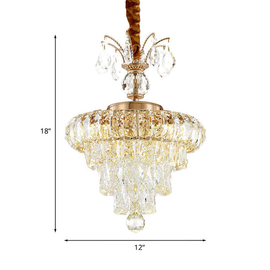 Modern Led Pendant Chandelier With Clear Crystal Shade - Elegant Dining Room Ceiling Light