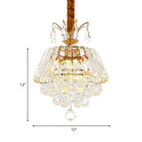 Led Crystal Chandelier Pendant Light For Dining Room - Elegant Tiered Conical Design Clear Shade