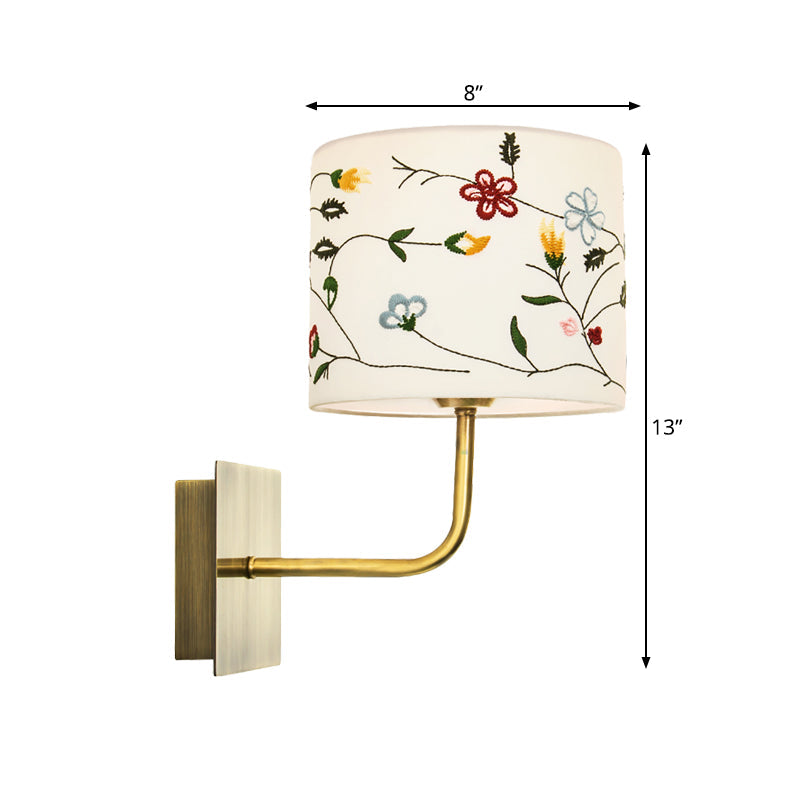 Modern Nordic Embroidery Fabric Drum Wall Mount Lamp - 1-Head Gold Lighting Ideas