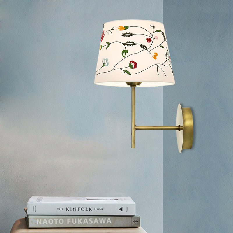 Modern Nordic Embroidery Fabric Drum Wall Mount Lamp - 1-Head Gold Lighting Ideas