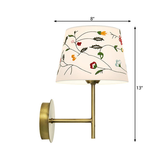 Modern Nordic Embroidery Fabric Drum Wall Mount Lamp - 1-Head Gold Lighting Ideas