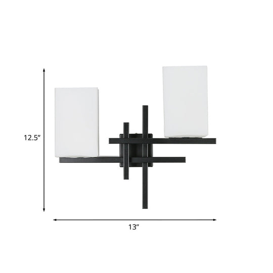 Rustic White/Clear Glass Wall Sconce With Straight Arm For Living Room